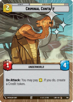 Criminal Contact (HYPERSPACE FOIL) single card from Star Wars Unlimited