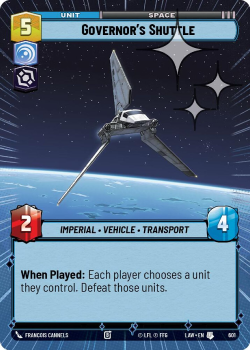 Governor's Shuttle (HYPERSPACE FOIL) single card from Star Wars Unlimited
