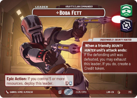 Boba Fett - Krayt's Claw Commander (SHOWCASE) single card from Star Wars Unlimited