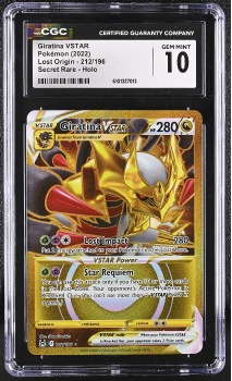 Giratina VSTAR (SECRET RARE) : 212/196 LOST ORIGIN - CERTIFIED GUARANTY COMPANY Graded Card - 10 GEM MINT