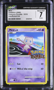 Mew (INSUFFICIENT INK) : 10/16 POKEMON RUMBLE - CERTIFIED GUARANTY COMPANY Graded Card - 8 N/M MINT