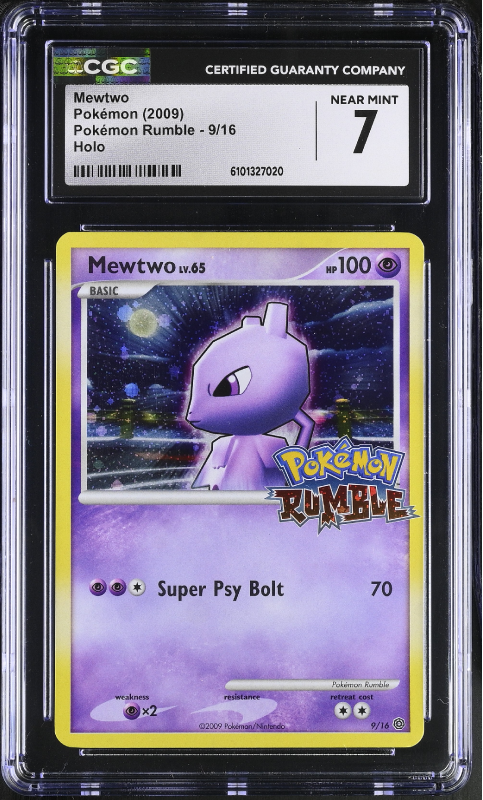 Mewtwo (HOLO) : 9/16 POKEMON RUMBLE  CERTIFIED GUARANTY COMPANY Graded Card   8 N/M MINT