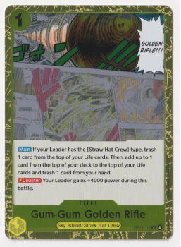 Gum-Gum Golden Rifle single card from One Piece Trading Card Game