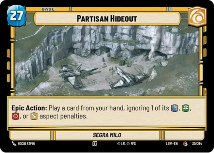 Partisan Hideout - Segra Milo single card from Star Wars Unlimited