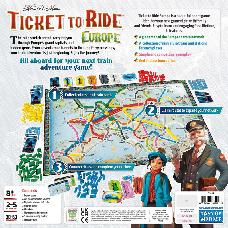 Ticket to Ride Europe (Refresh) | Board Games | Free UK Shipping Ticket to Ride Europe (Refresh) | Board Games | Free UK Shipping