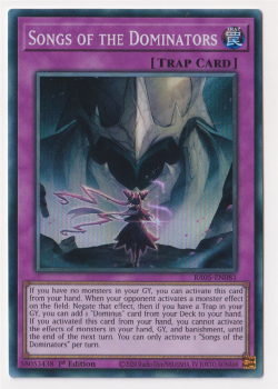 Songs of the Dominators (Super Rare) single card from Yu-Gi-Oh!