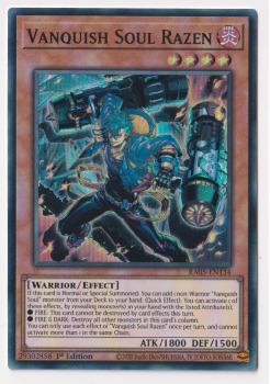 Vanquish Soul Razen (Super Rare) single card from Yu-Gi-Oh!