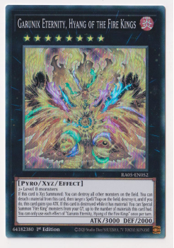 Garunix Eternity, Hyang of the Fire Kings (Super Rare) single card from Yu-Gi-Oh!