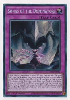 Songs of the Dominators (Secret Rare) single card from Yu-Gi-Oh!