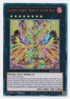 Garunix Eternity, Hyang of the Fire Kings (Ultimate Rare) single card from Yu-Gi-Oh!