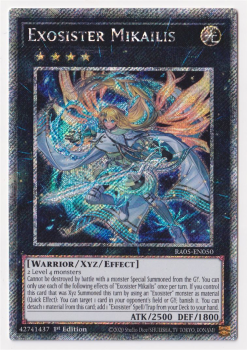Exosister Mikailis (Platinum Secret Rare) single card from Yu-Gi-Oh!