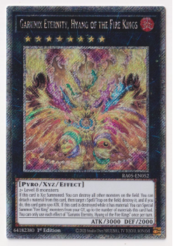 Garunix Eternity, Hyang of the Fire Kings (Platinum Secret Rare) single card from Yu-Gi-Oh!