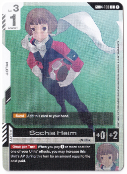 Sochie Heim single card from Gundam Card Game