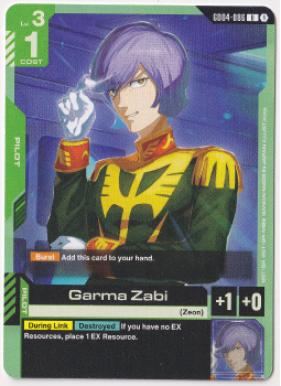 Garma Zabi single card from Gundam Card Game