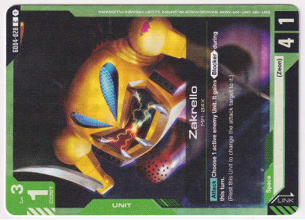 Zakrello single card from Gundam Card Game
