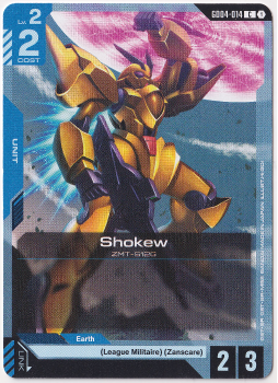 Shokew single card from Gundam Card Game