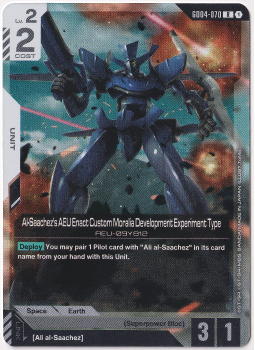 Al-Saachez's AEU Enact Custom Moralia Development Experiment Type single card from Gundam Card Game