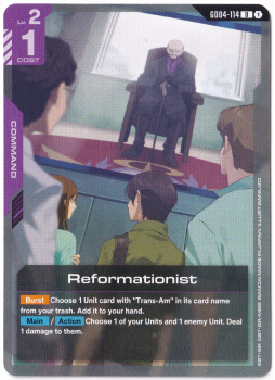 Reformationist single card from Gundam Card Game