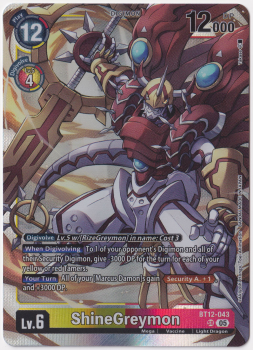 ShineGreymon single card from Digimon Card Game