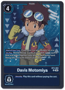 Davis Motomiya single card from Digimon Card Game