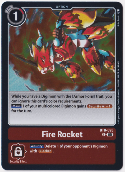 Fire Rocket single card from Digimon Card Game