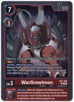 WarGrowlmon single card from Digimon Card Game