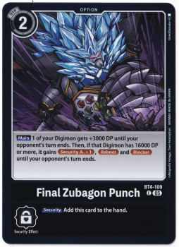 Final Zubagon Punch single card from Digimon Card Game