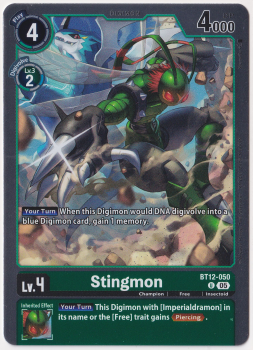 Stingmon single card from Digimon Card Game
