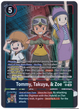 Tommy, Takuya, & Zoe single card from Digimon Card Game