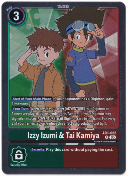 Izzy Izumi & Tai Kamiya single card from Digimon Card Game