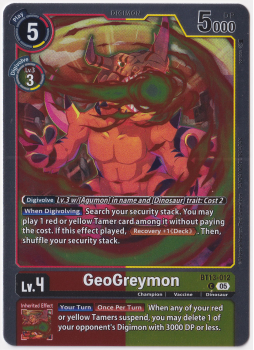 GeoGreymon single card from Digimon Card Game