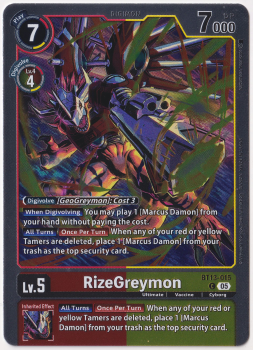 RizeGreymon single card from Digimon Card Game
