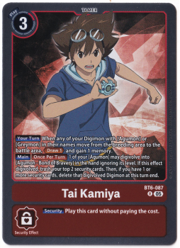 Tai Kamiya single card from Digimon Card Game
