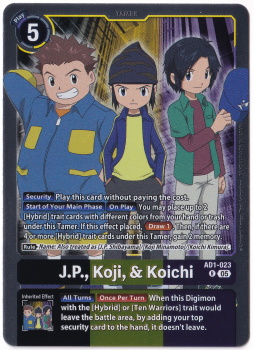 J.P., Koji, & Koichi single card from Digimon Card Game