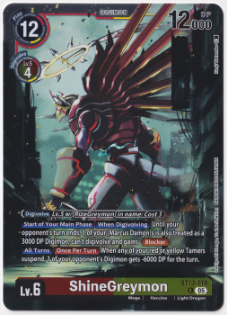 ShineGreymon single card from Digimon Card Game