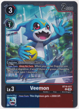 Veemon single card from Digimon Card Game