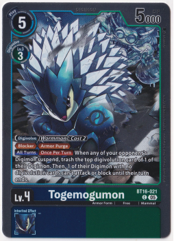 Togemogumon single card from Digimon Card Game