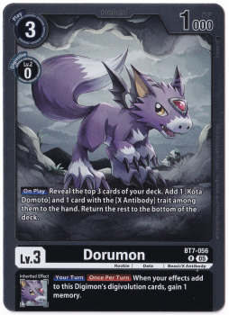 Dorumon single card from Digimon Card Game