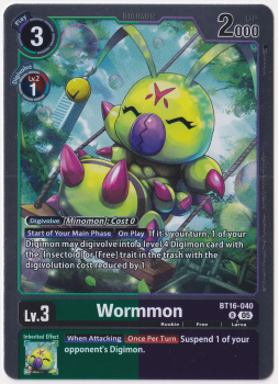 Wormmon single card from Digimon Card Game