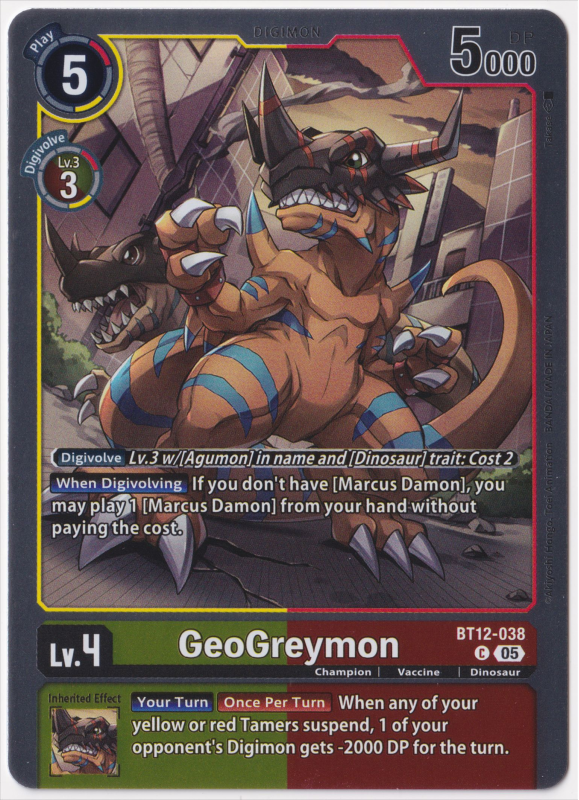 GeoGreymon : BT12-038 DIGIMON GENERATION - Digimon Card Game Single Card GeoGreymon : BT12-038 DIGIMON GENERATION - Digimon Card Game Single Card