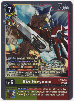 RizeGreymon single card from Digimon Card Game