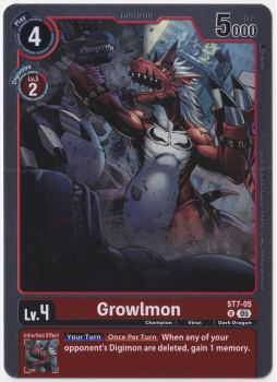 Growlmon single card from Digimon Card Game
