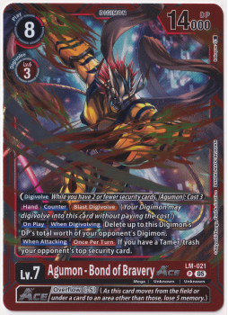 Agumon - Bond of Bravery ACE single card from Digimon Card Game