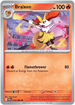 Braixen single card from Pokemon