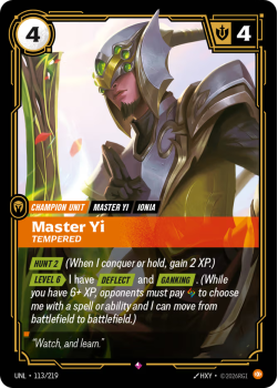 Master Yi, Tempered single card from Riftbound : League of Legends Card Game