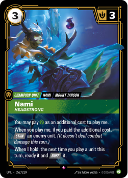 Nami, Headstrong single card from Riftbound : League of Legends Card Game