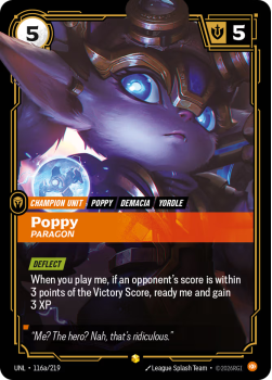 Poppy, Paragon (Alternate Art) single card from Riftbound : League of Legends Card Game