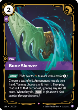 Bone Skewer single card from Riftbound : League of Legends Card Game