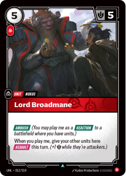 Lord Broadmane (FOIL) single card from Riftbound : League of Legends Card Game