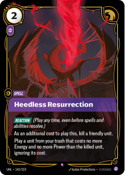 Heedless Resurrection single card from Riftbound : League of Legends Card Game